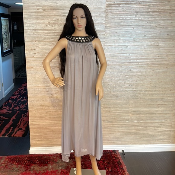 THOMAS WYLDE STUNNING SILK LEATHER MIDI DRESS - Picture 1 of 9